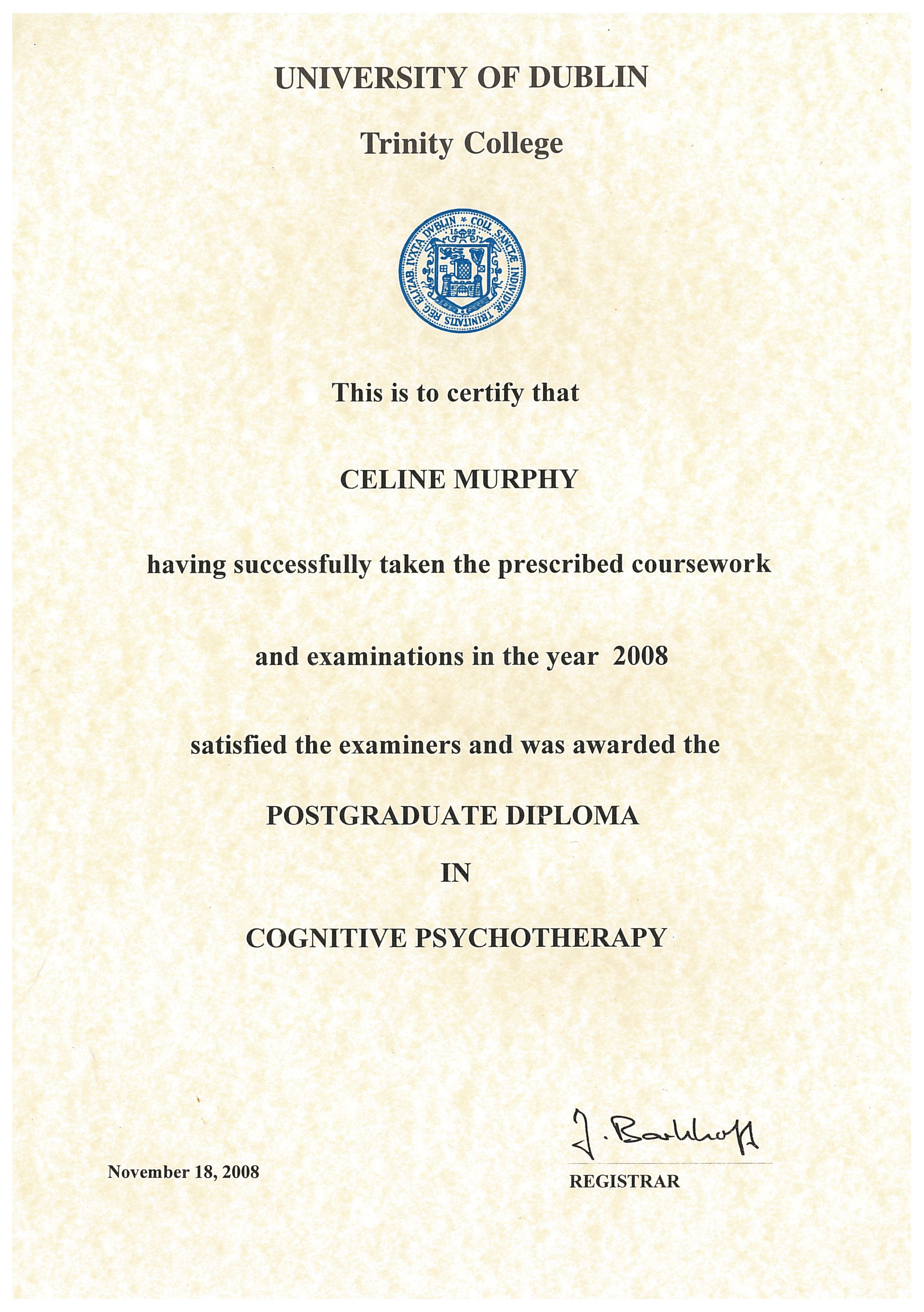 Diploma Cognitive Psychotherapy
